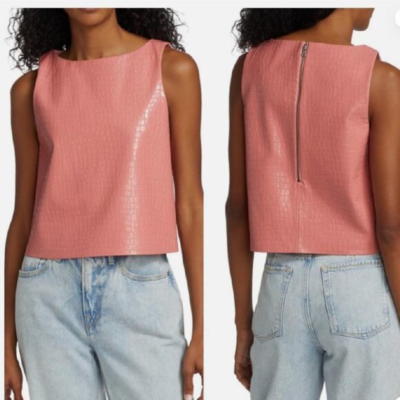 alice & olivia AMAL VEGAN CROC BOXY TANK (Size 0) - Picture 2 of 7